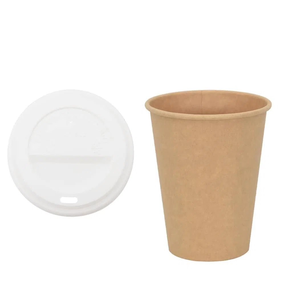 Gobelets en carton de 300 ml avec couvercle, 1000 gobelets jetables anti-fuite, gobelets à café en papier de 260 g/m² avec film en polyéthylène, bols arrondis pour boire en toute sécurité