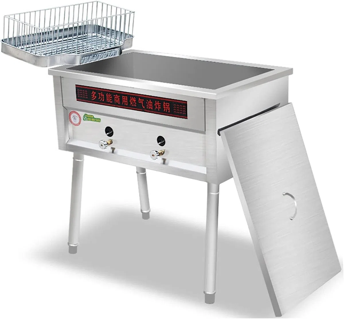 Friteuse à gaz GPL Commerciale, friteuse en Acier Inoxydable avec Pieds et Couvercle Amovibles, température réglable, Frites, Beignets de Dinde，40L
