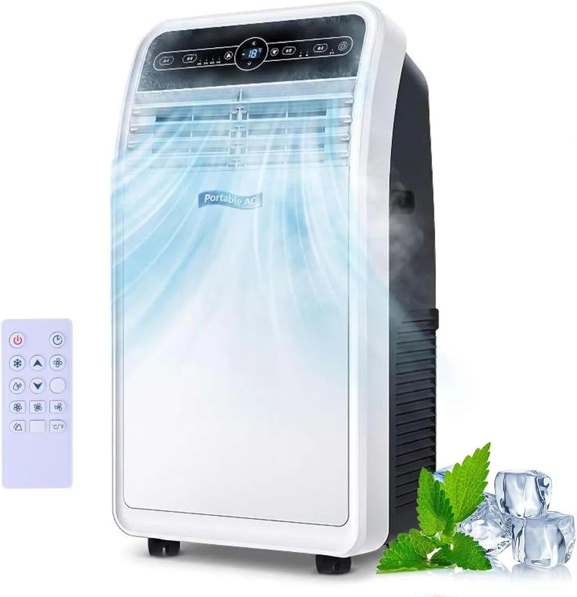 Climatiseur Mobile 12000/18000 BTU Réversible pour Pièces jusqu'à 32㎡ | Rafraîchissement, Ventilation & Déshumidification, Débit d'air 300m³/h, Télécommande, Os, 18000BTU, 18000BTU