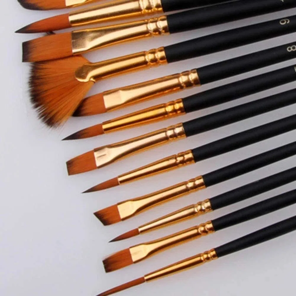 Ensemble De 12 Pinceaux Professionnels pour Artistes – Kit De Pinceaux pour Enfants Et Adultes. Idéal pour La Toile, L'Aquarelle Et Le Tissu – pour Débutants Et Professio(Noir-L)