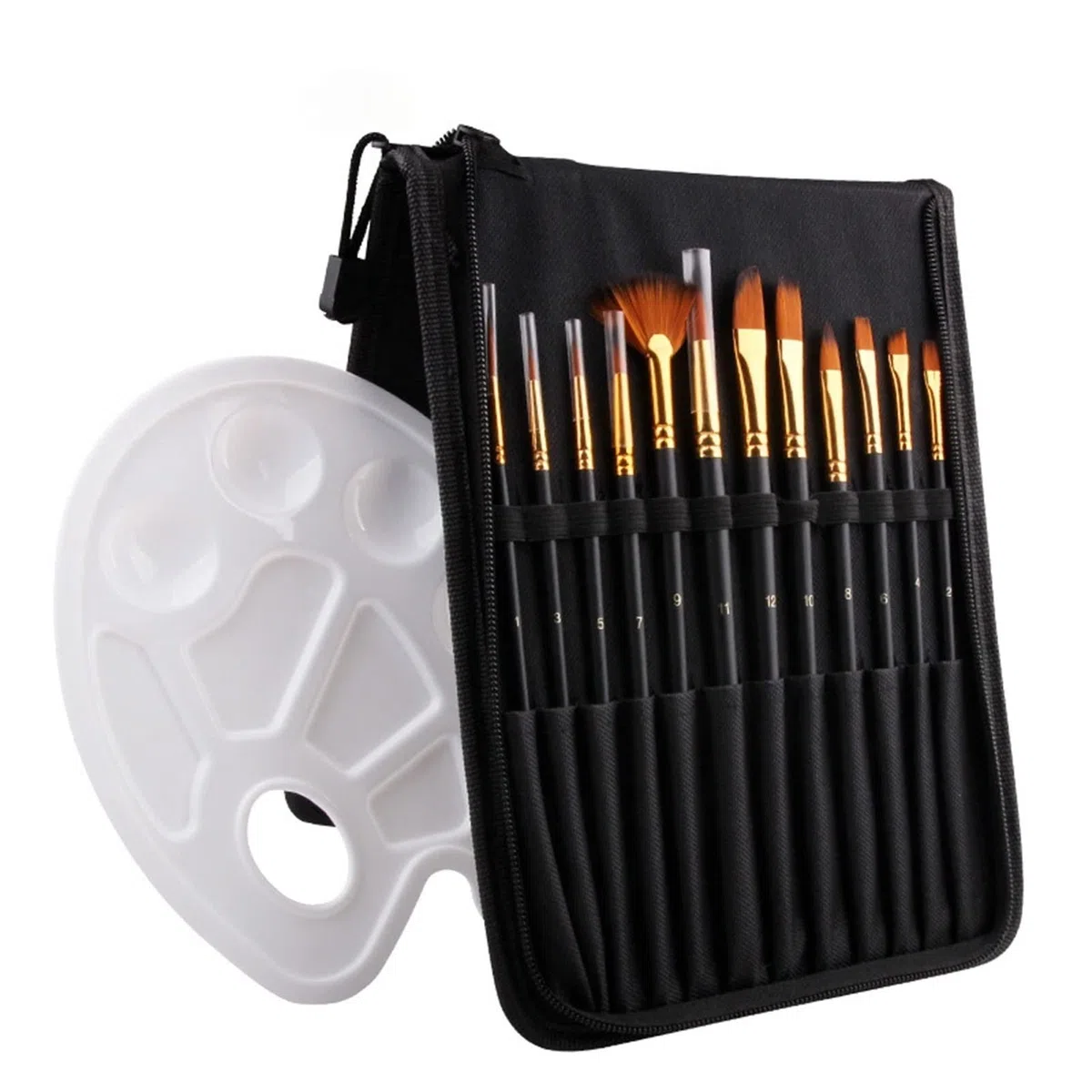 Ensemble De 12 Pinceaux Professionnels pour Artistes – Kit De Pinceaux pour Enfants Et Adultes. Idéal pour La Toile, L'Aquarelle Et Le Tissu – pour Débutants Et Professio(Noir-L)