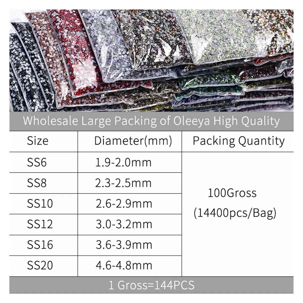 Better Hotfix Lot de 14 400 strass thermocollants Couleur 19 Taille SS16 14400 pièces