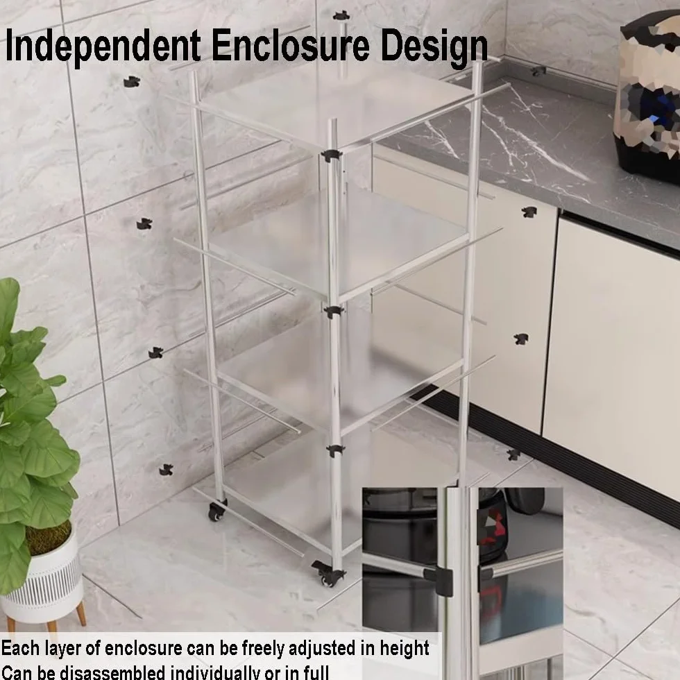 Étagère de rangement à 5 niveaux en acier inoxydable 304 robuste avec roulettes, organiseur en métal pour casseroles, ustensiles et fournitures de cuisine (45 x 59,9 x 118,29 cm)