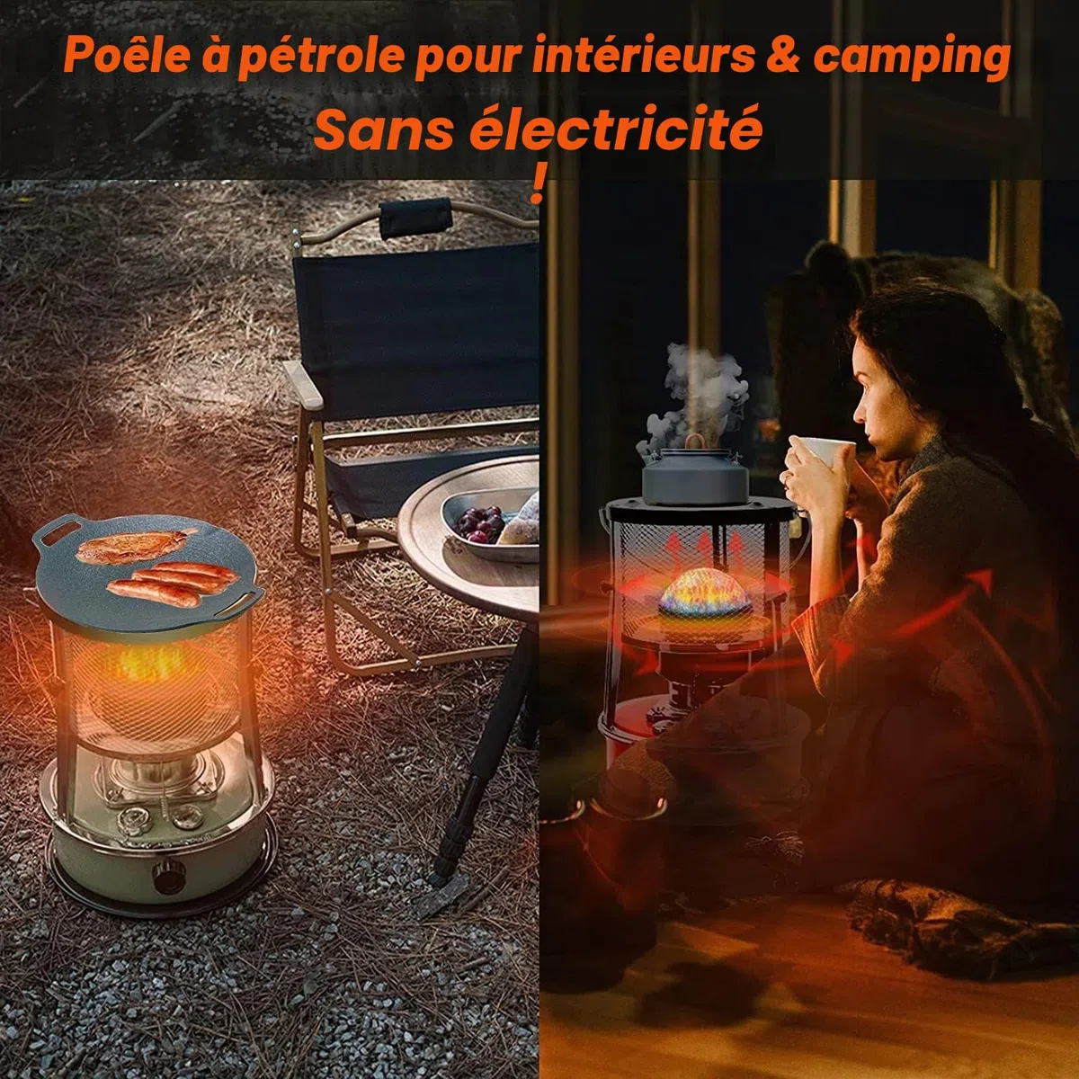 Poêle Pétrole Portable Chauffage sans Électricité Chauffe Pétrole D'intérieur pour Chauffe Tente Intérieure Camping Cuisson