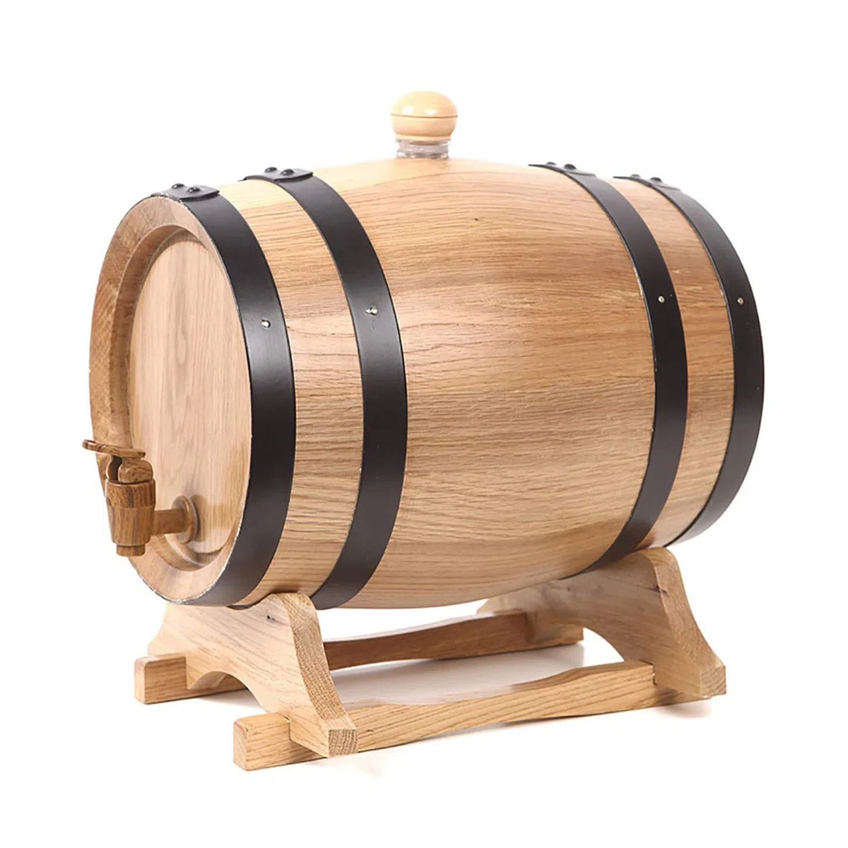 Tonneau à vin multifonction 0,75 L/1,5 L/3 L/5 L en chêne vintage, fabriqué à la main, pour le stockage ou le vieillissement du vin et des spiritueux, B-5L