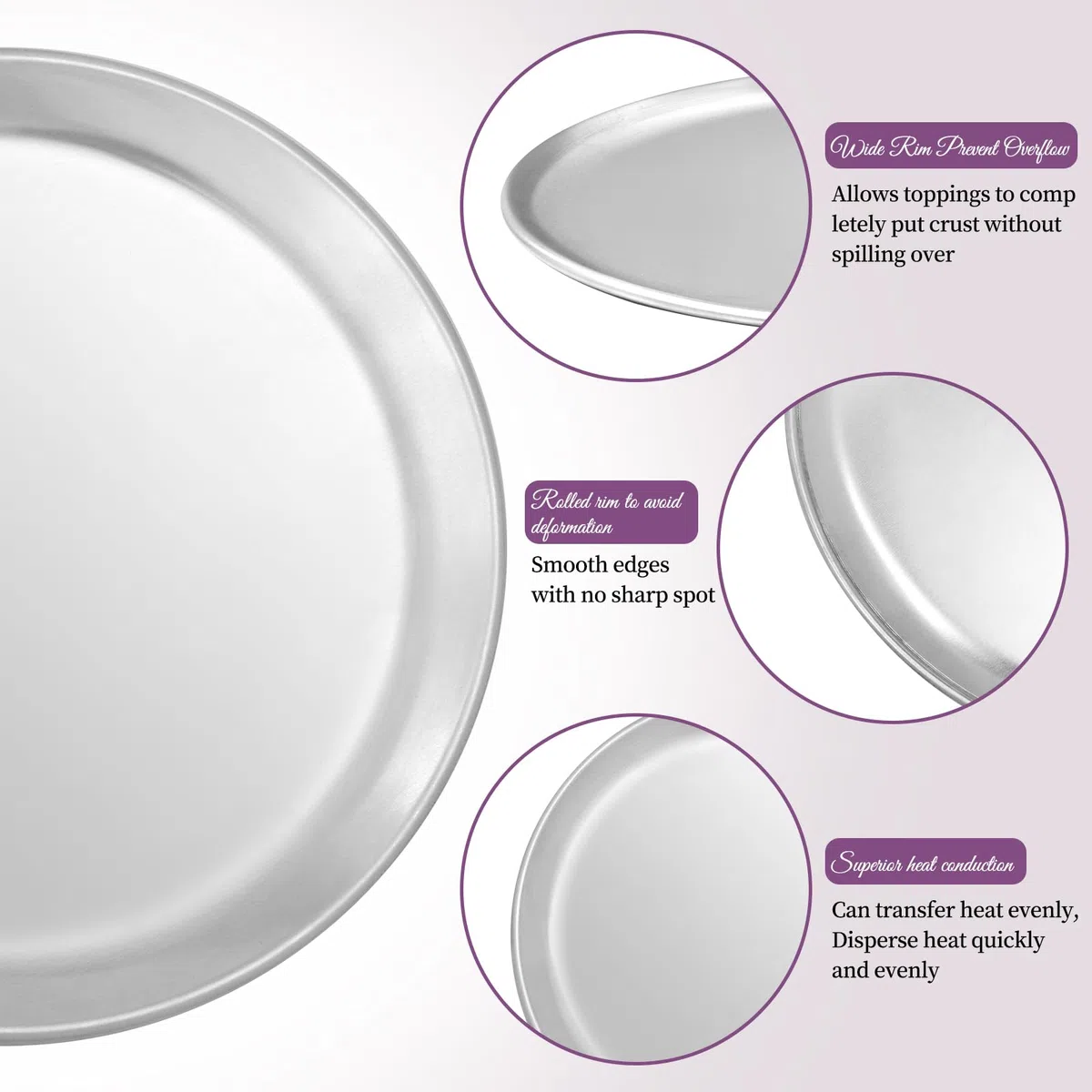 Lot de 10 plaques à pizza rondes en aluminium pour four, 30,5 cm pour tarte, biscuits, pizza, gâteau, cuisine, pâtisserie, maison, restaurant