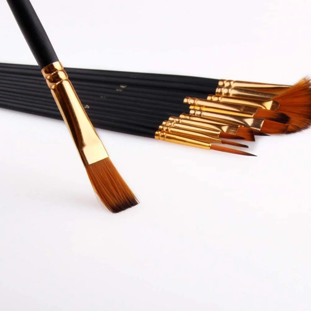 Ensemble De 12 Pinceaux Professionnels pour Artistes – Kit De Pinceaux pour Enfants Et Adultes. Idéal pour La Toile, L'Aquarelle Et Le Tissu – pour Débutants Et Professio(Noir-L)