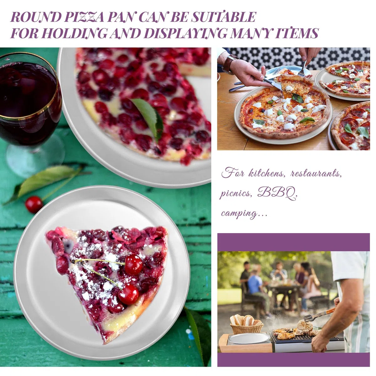 Lot de 10 plaques à pizza rondes en aluminium pour four, 30,5 cm pour tarte, biscuits, pizza, gâteau, cuisine, pâtisserie, maison, restaurant
