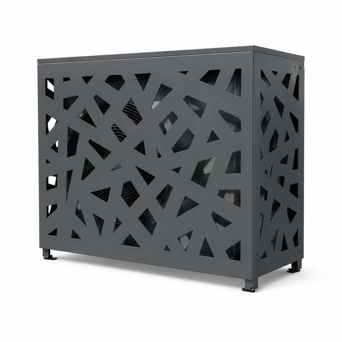 Casanoov Cache climatiseur Pompe À Chaleur AMARO RUIVO Taille M 109 x 67 x 86 cm – Acier Galvanisé Thermolaqué – Motif Géométrique – Pose Murale Ou Au Sol – Compatible Toutes Marques