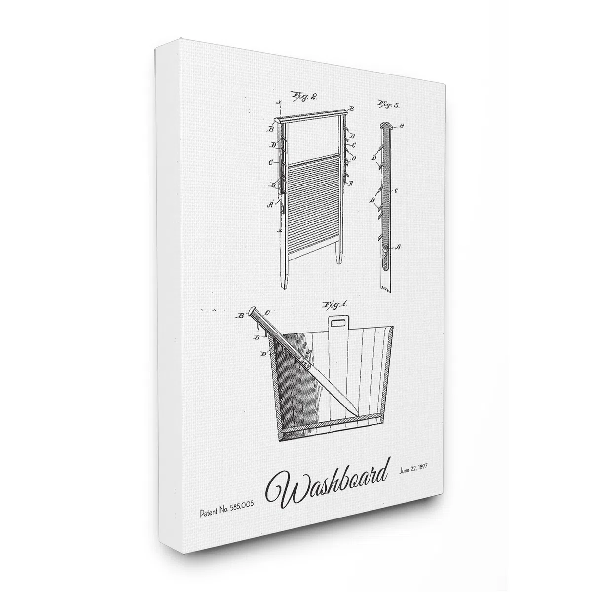 Stupell Home Decor Collection Le Vintage Planche à Laver Patent Dessin Toile tendue Art Mural