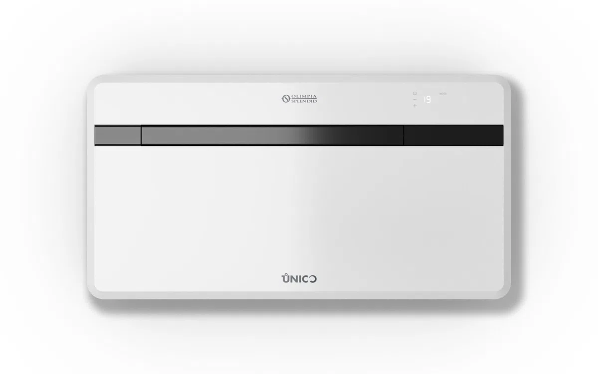 Olimpia Splendid Climatiseur Monobloc Sans Unité Extérieure Unico Evo F 16 H-P PVA, Installation Murale, Pompe à Chaleur Froid et Chaud, Gaz Naturel R290, Puissance 2,1 kW, avec Télécommande