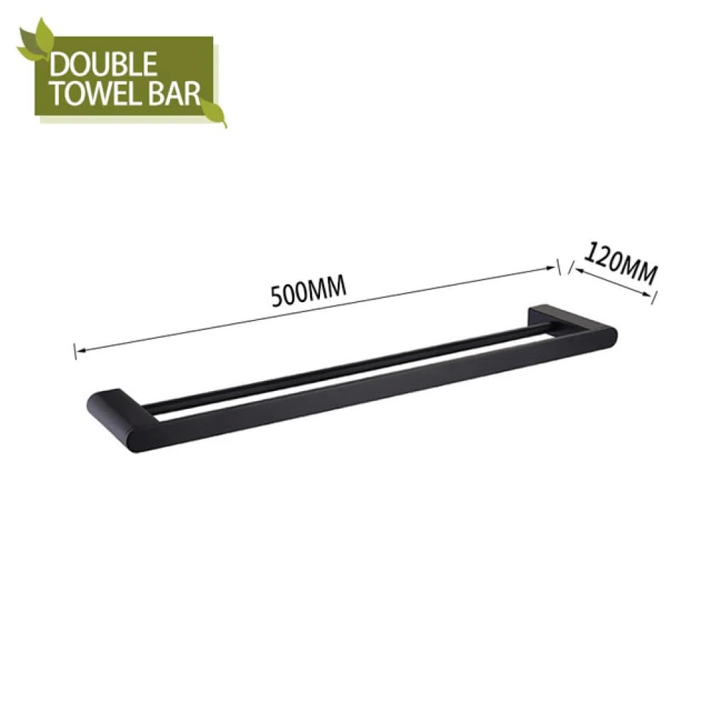 Support Mural en Acier Inoxydable Noir Mat, Porte-Papier hygiénique, Porte-Serviettes, Brosse de Toilette, Accessoires de quincaillerie, Double Porte-Serviettes