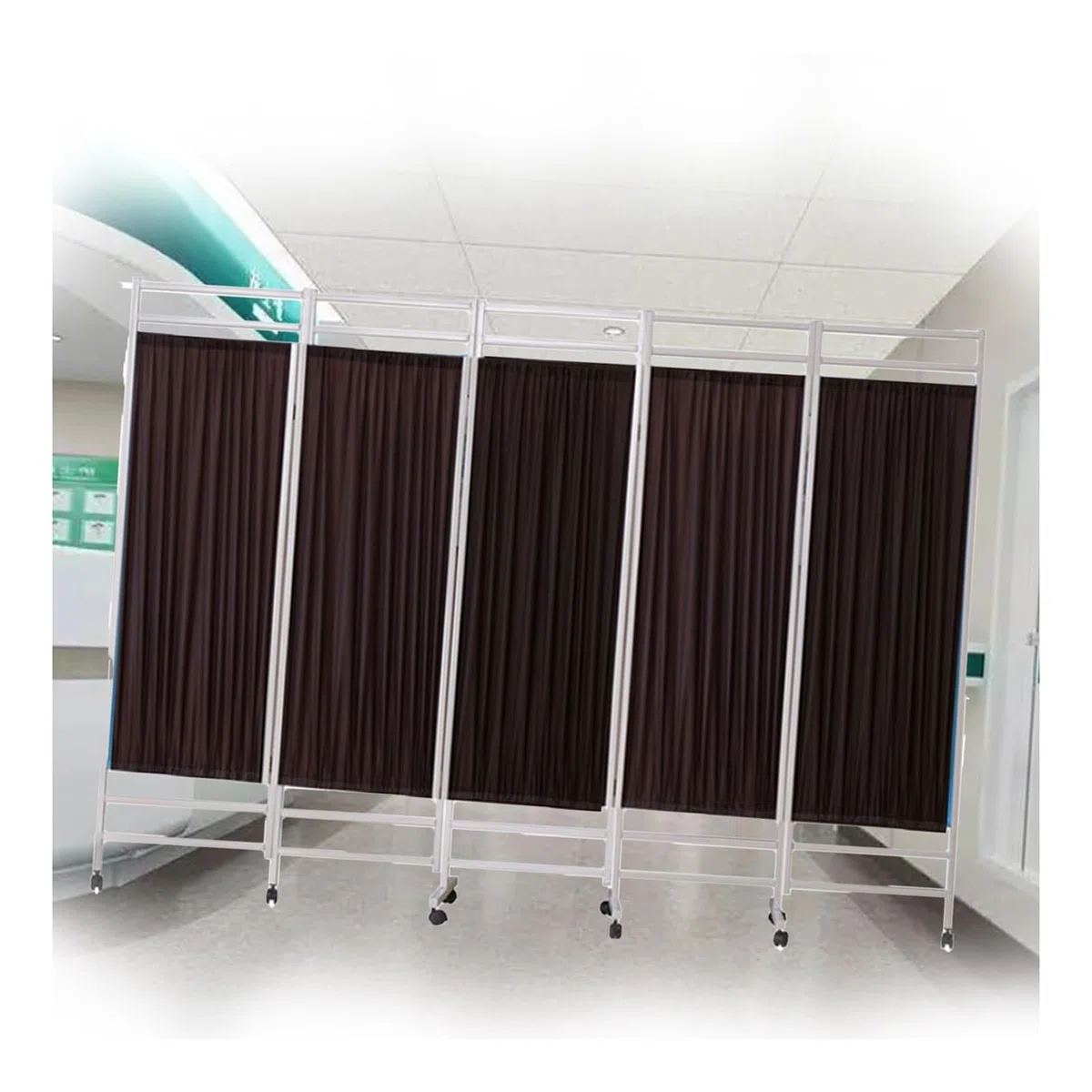 Paravent médical, paravent hospitalier, cloison Mobile sur roulettes, séparateur de pièce temporaire pour cliniques, Appartements, Salons, Chambres, Salons de beauté - 250 x 180 cm