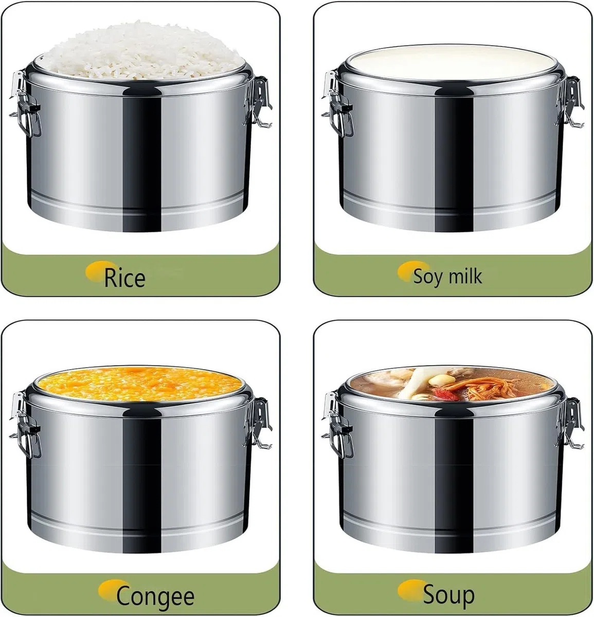 Contenant alimentaire isotherme 25L, seau déjeuner fermé pour aliments chauds et froids, grand bol de conservation sous vide pour repas, apéritifs, salades, fêtes et événements en, Argent, 40L
