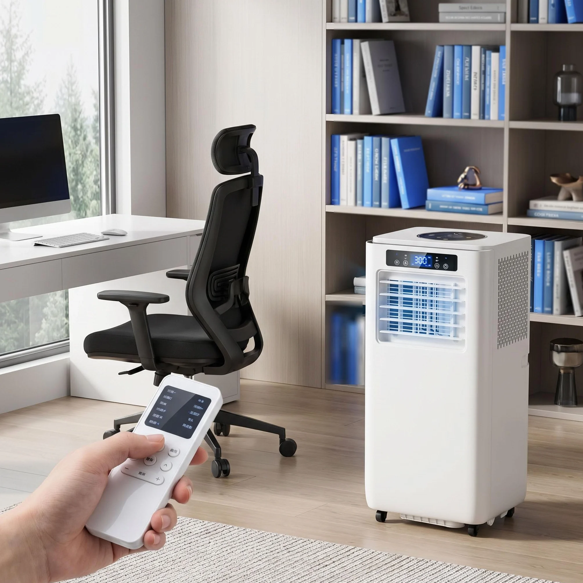 Climatiseur portable 14000BTU avec kit d'installation, économe en énergie, 2 vitesses, minuterie 24 heures, affichage numérique pour la maison et les grandes pièces